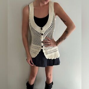 Love By Design Beige Crochet Vest